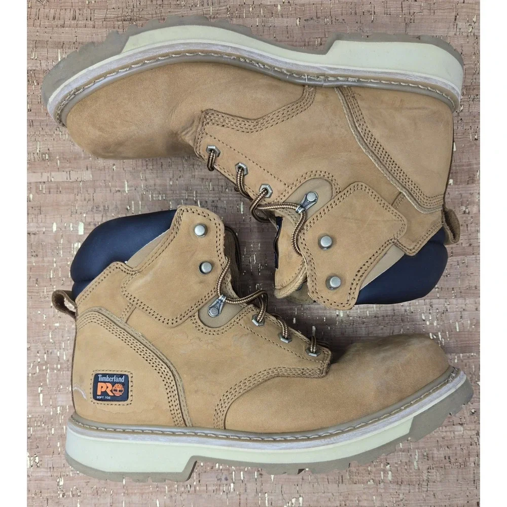 Timberland Boots Mens 12M Pro Pit Boss Soft Toe Work Wheat Construction Shop